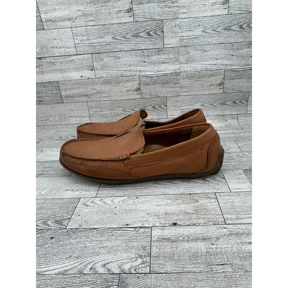 Clarks Men Tan Leather Slip On Loafers‎ Cushion Soft Shoes Sz 8.5M 261342907075